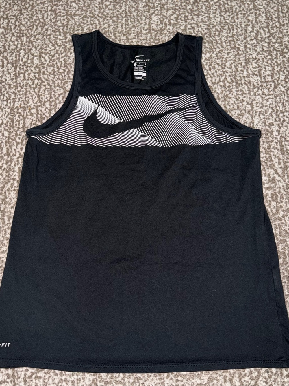 Nike Black Tank with White Striped Swoosh